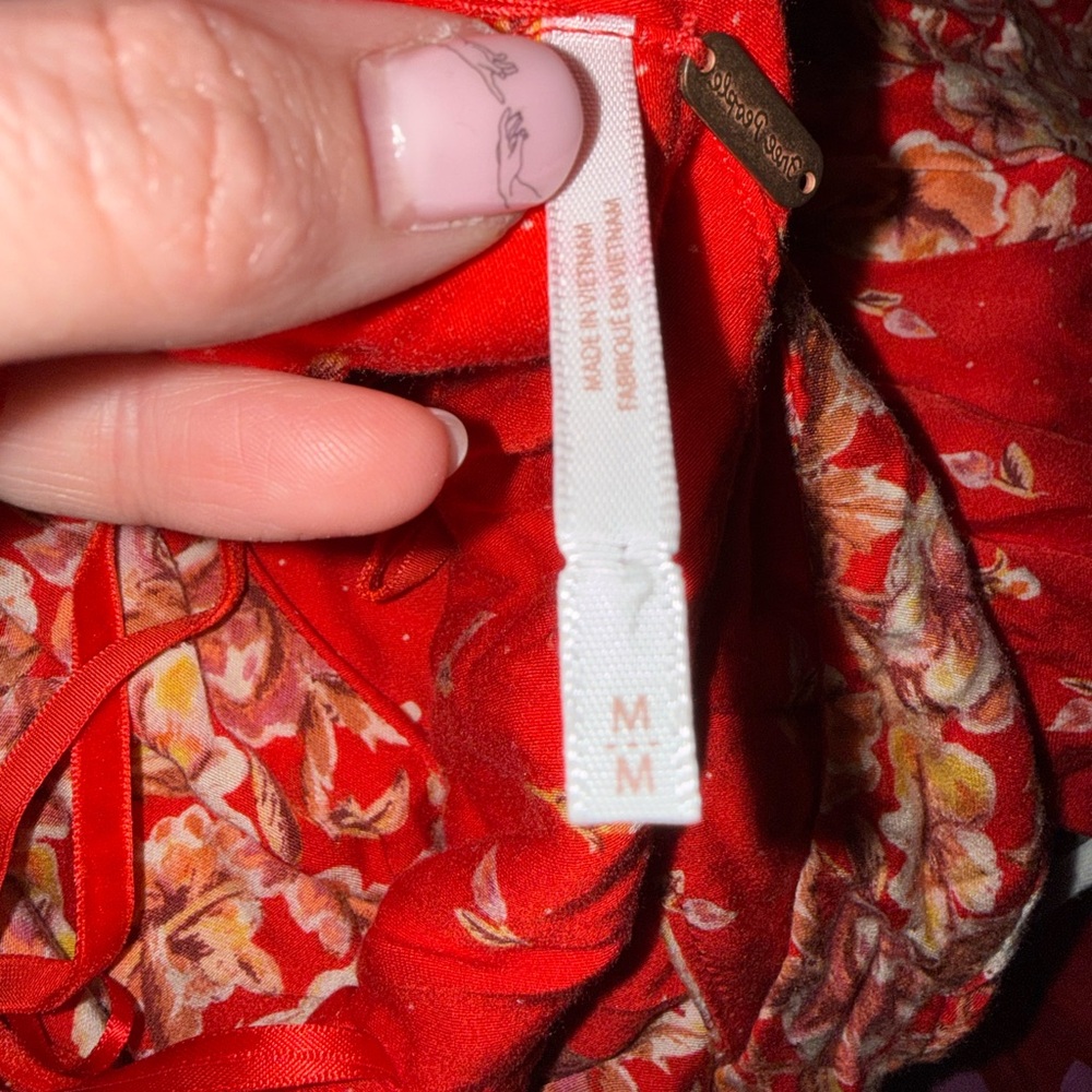 Free People Coral-Red Floral Backless Mini Dress - Picture 8 of 8